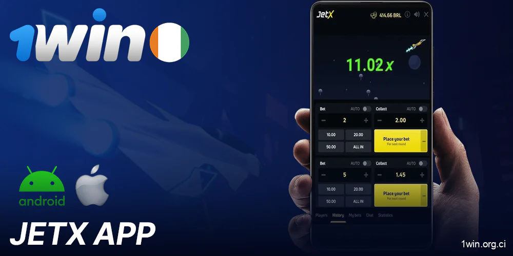 1Win application mobile pour jouer à JetX