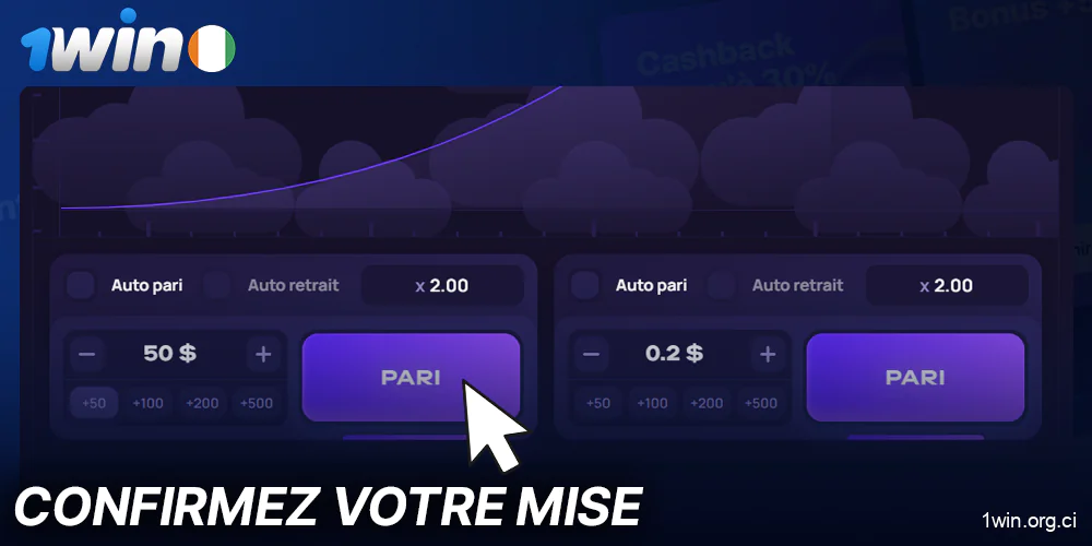 Placez un pari dans le jeu Lucky Jet sur 1win