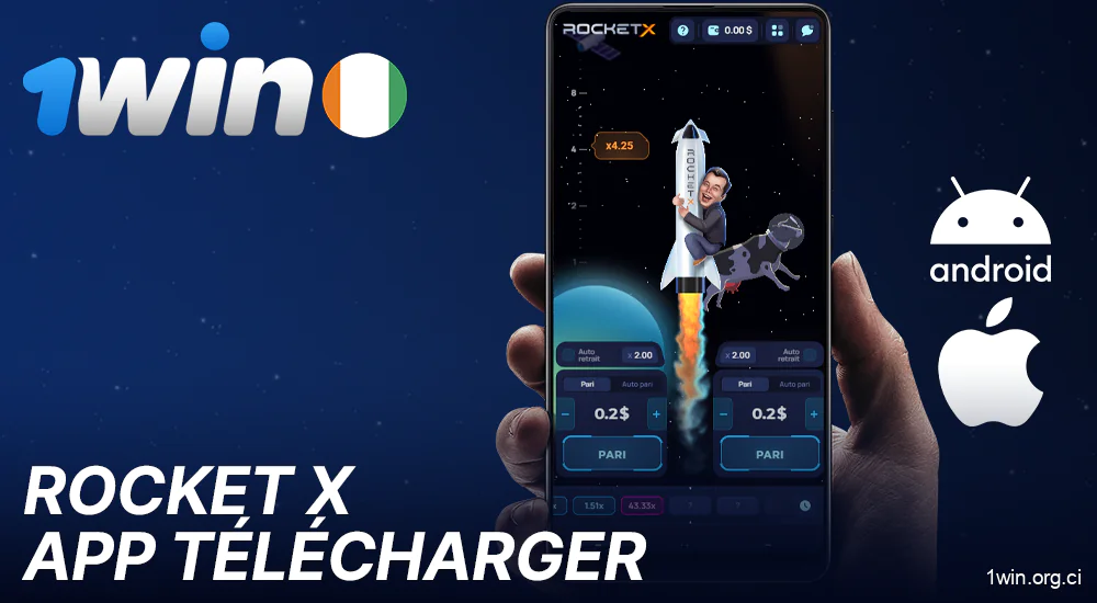 1Win application mobile pour jouer à Rocket X