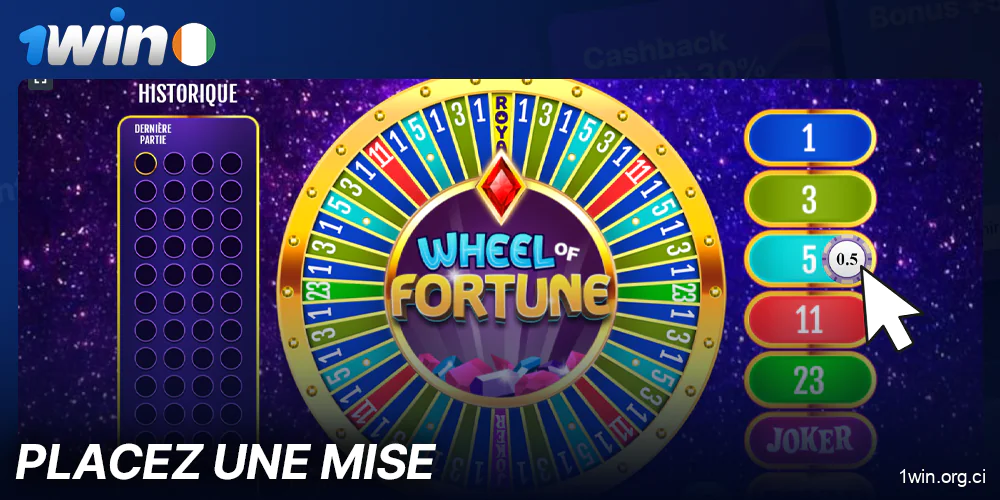 Placez votre mise dans le jeu La Wheel of Fortune sur 1Win