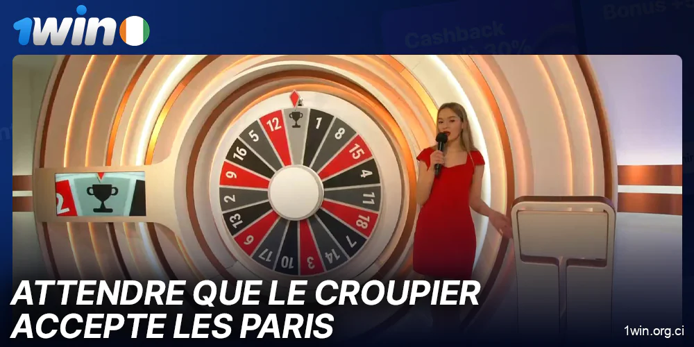 Attendez que le croupier accepte les paris dans le jeu en direct Wheel of Fortune sur 1Win