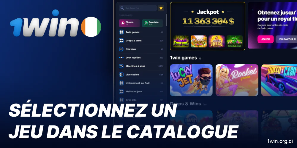 Parcourir le catalogue de jeux de 1win